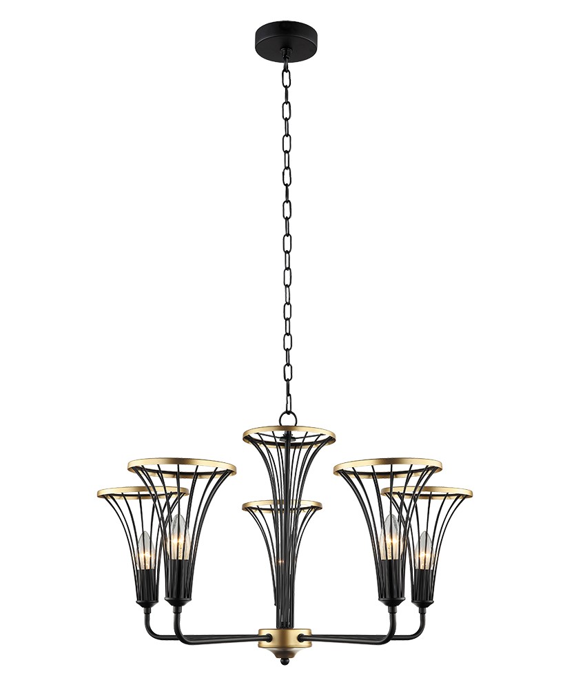 Подвесная люстра Lumien Hall Ивес 4017/5P-BK-GD